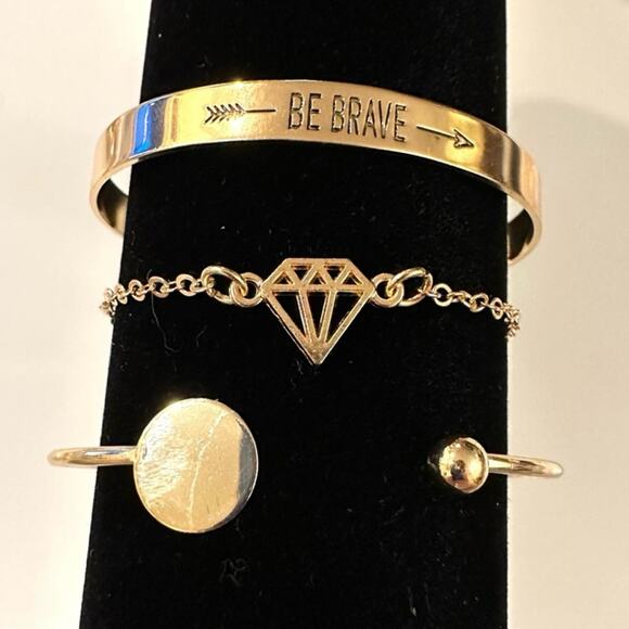 Gold Stack of 3 Bracelets - Picture 1 of 1